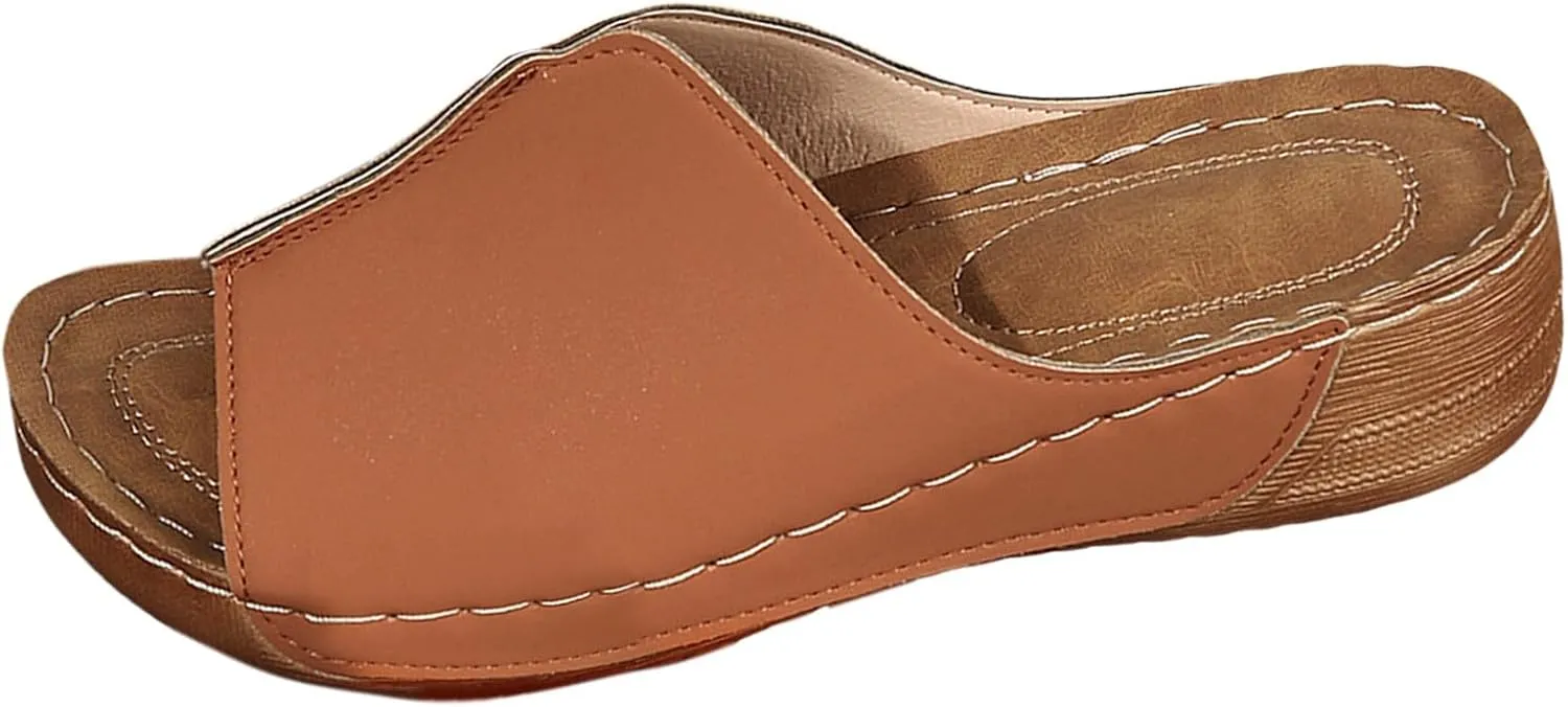 Comfortable Arch Support Slides Orthopedic Wedge Sandals for Women 2025 Wide Width Summer Beach Dressy Platform Shoes