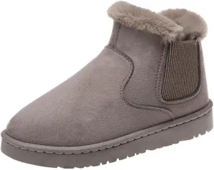 LNERIP Womens Snow Boots Mini Platform Boot Short Ankle Boots Thickened Flat Boot Fur Fleece Lined Slide Sandals Warm Durable Anti-Slip House Shoes for Outdoor