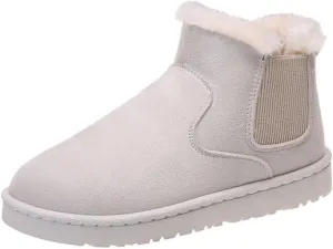 LNERIP Womens Snow Boots Mini Platform Boot Short Ankle Boots Thickened Flat Boot Fur Fleece Lined Slide Sandals Warm Durable Anti-Slip House Shoes for Outdoor