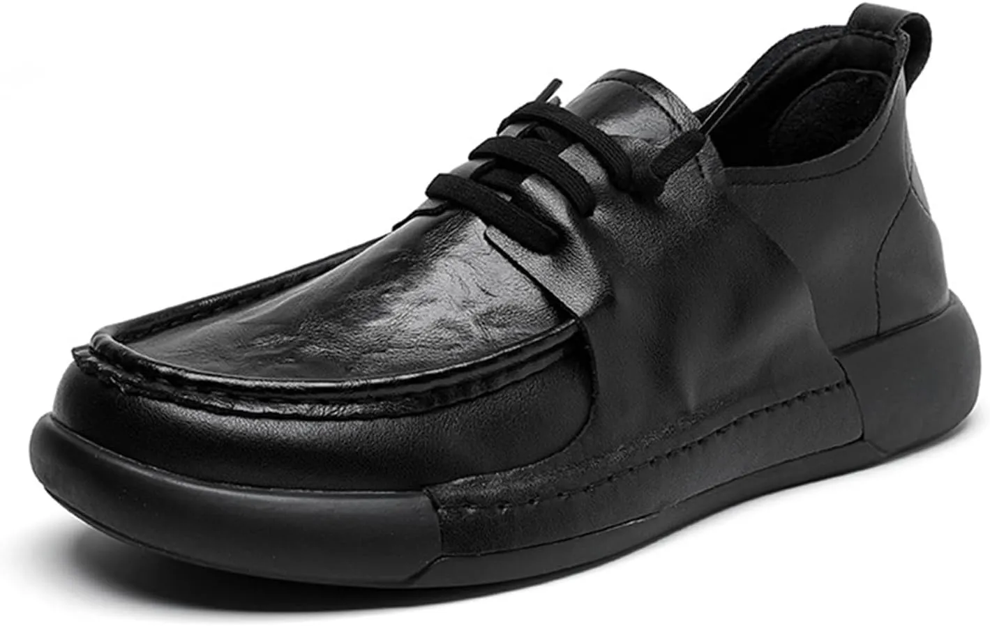 Men's Leather Soft Sole Orthopedic Dress Oxford Shoes, Comfortable Wide Round Toe Platform Arch Support Lace-Up Business Footwear Stylish Driving Work Loafer
