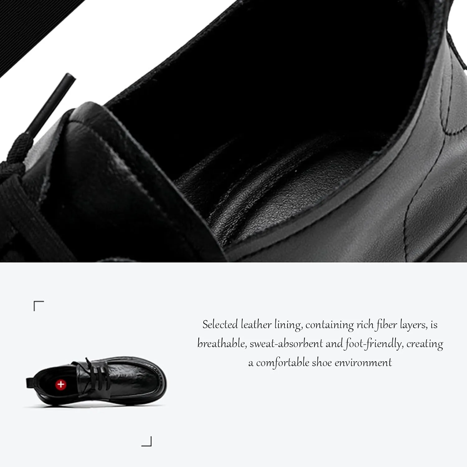 Men's Leather Soft Sole Orthopedic Dress Oxford Shoes, Comfortable Wide Round Toe Platform Arch Support Lace-Up Business Footwear Stylish Driving Work Loafer
