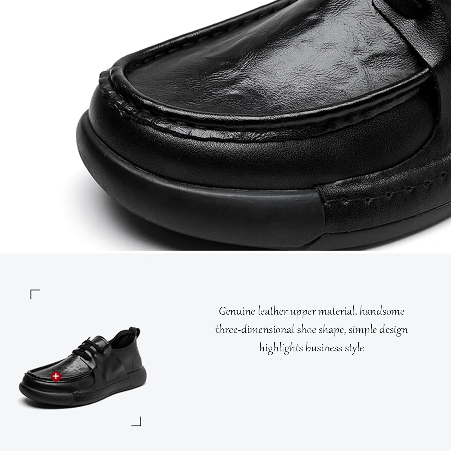 Men's Leather Soft Sole Orthopedic Dress Oxford Shoes, Comfortable Wide Round Toe Platform Arch Support Lace-Up Business Footwear Stylish Driving Work Loafer