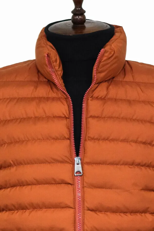 WSS Quilted Zippered Orange Men Down Vest  - Singen