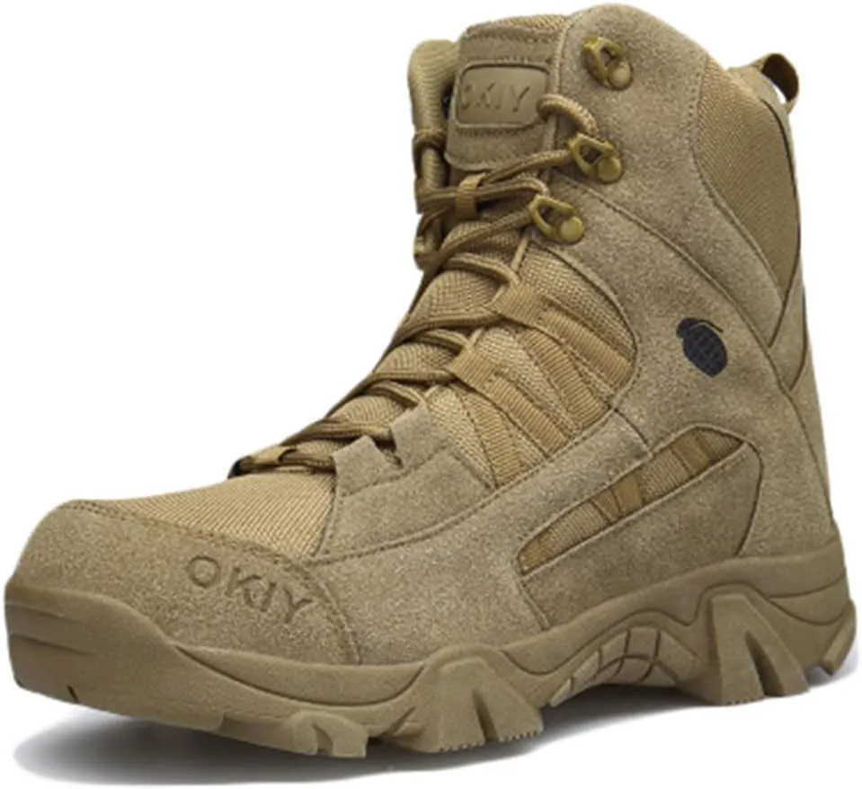 Wygwlg Mens Military Combat Boot Durable Army Ankle Shoes Police Security Work Boots Outdoor Non-Slip Special Forces Boot