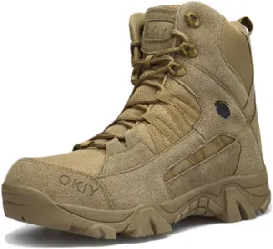 Wygwlg Mens Military Combat Boot Durable Army Ankle Shoes Police Security Work Boots Outdoor Non-Slip Special Forces Boot