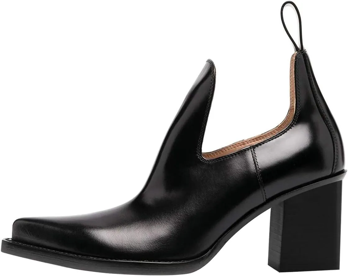 YDN Women Stylish Block Chunky Mid Heels Pointed Toe Loafers Shoes Sexy Formal Slip On Office Ladies Dress Pumps